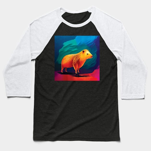 Colourful capybara painting Baseball T-Shirt by Geminiartstudio